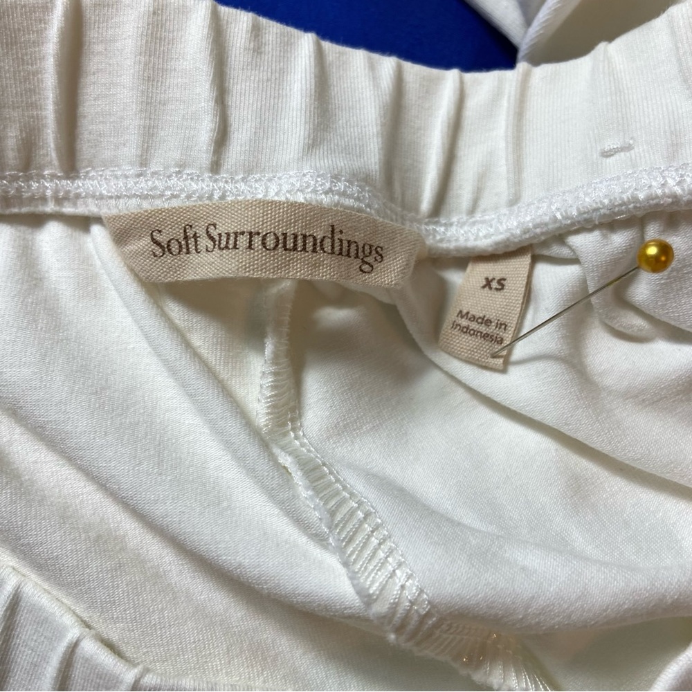 Soft Surroundings White Wide Leg Side Button Pants XSmall XS Comfy Lounge - Picture 10 of 12